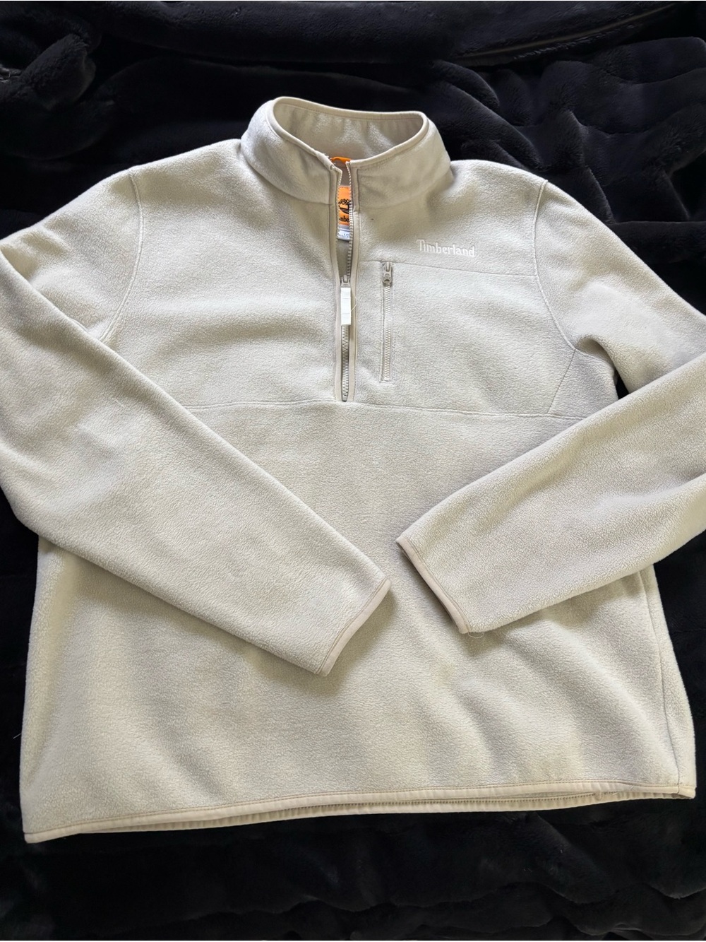 Timberland Women’s Cream Quarter Half-Zip Fleece Pullover Outerwear Fall Jacket